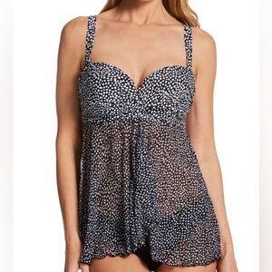 Smart & Sexy full busted ruffle bandeau twist tankini swim top 42DD new with tag